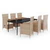 vidaXL 7 pcs conjunto de jantar para jardim com almofad&otilde;es bege