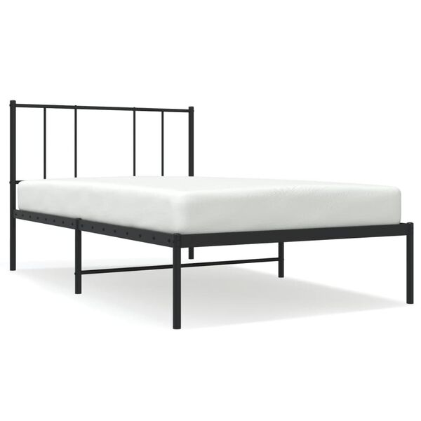 vidaXL Estrutura de cama com cabeceira 107x203 cm metal preto