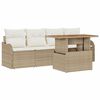 vidaXL Conjunto de Sof&aacute; de Jardim 5 unid. Bege e Creme vime PE
