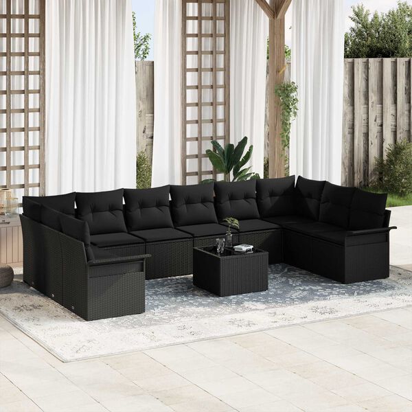 vidaXL Conjunto de Sof&aacute; de Jardim 11 pcs Bege Rattan Sint&eacute;tico