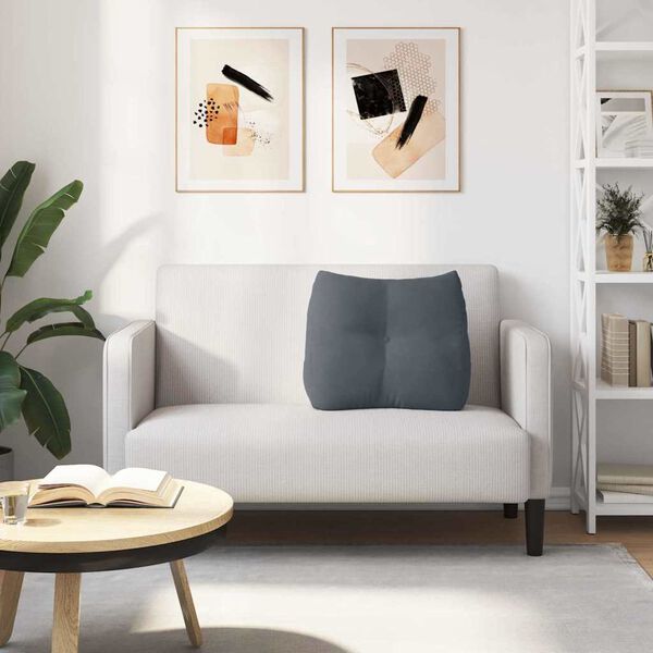 vidaXL Travesseiro para Costas Cinza Escuro 60 x 24 x 50 cm Veludo