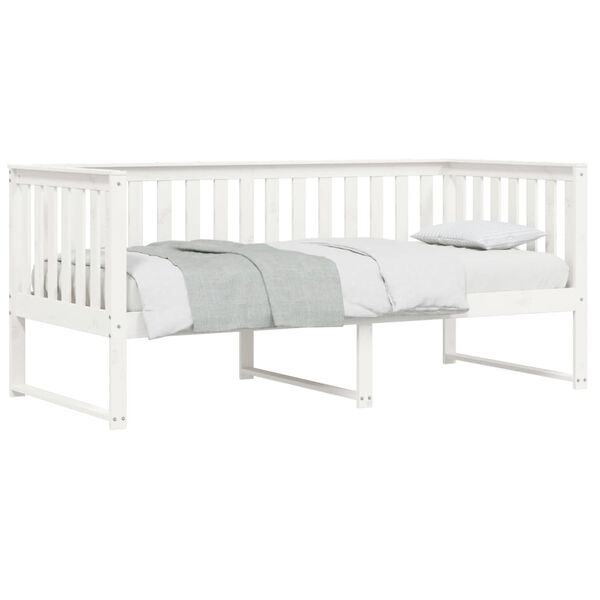 vidaXL Sof&aacute;-cama sem colch&atilde;o 90x200 cm madeira de pinho maci&ccedil;a branco