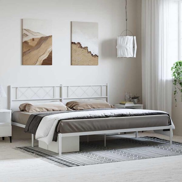 vidaXL Estrutura de cama com cabeceira 183x213 cm metal branco