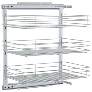 vidaXL Unidade cestos arame para cozinha 3 pcs 47x35x56 cm prateado