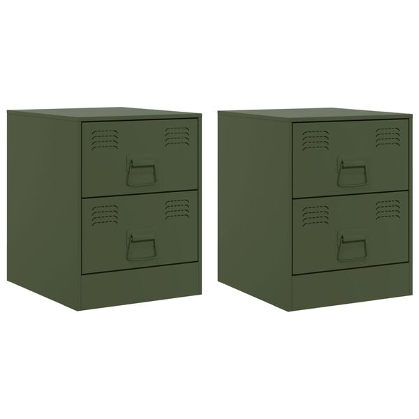 vidaXL Mesas de cabeceira 2 pcs 34,5x39x44 cm a&ccedil;o verde