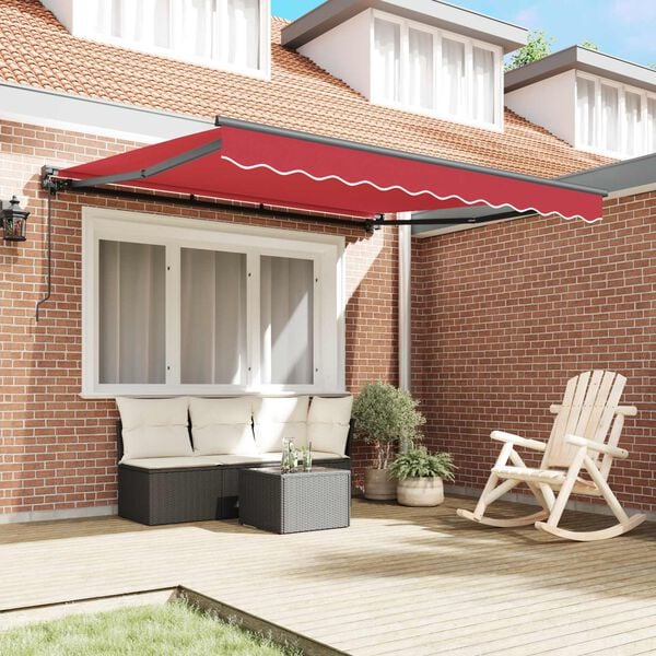 vidaXL Toldo Retr&aacute;til Manual Vermelho 300 x 250 cm Alum&iacute;nio e Tecido