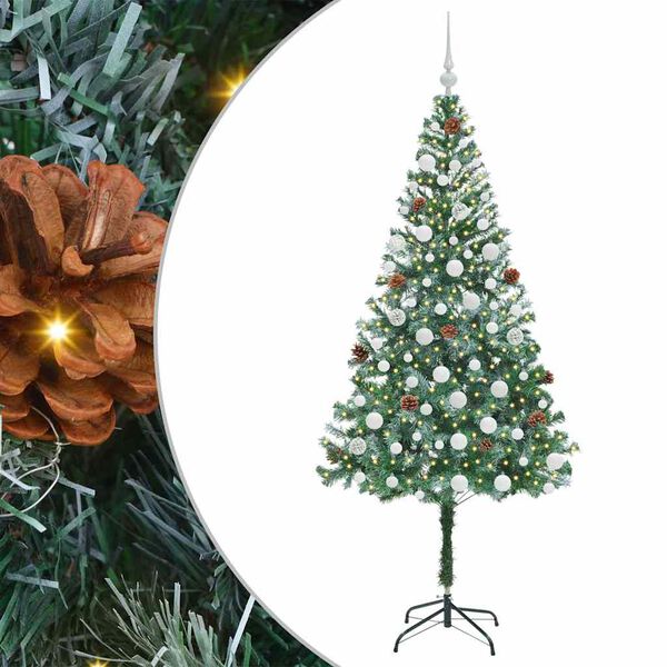 vidaXL &Aacute;rvore de Natal Artificial com 300 LEDs Verde 180 cm PVC e A&ccedil;o