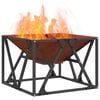 vidaXL Fire Pit Castanho 50 x 50 x 35 cm A&ccedil;o resistente &agrave;s intemp&eacute;ries