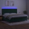 vidaXL Cama box spring c/ colch&atilde;o/LED 200x200 cm veludo verde-escuro