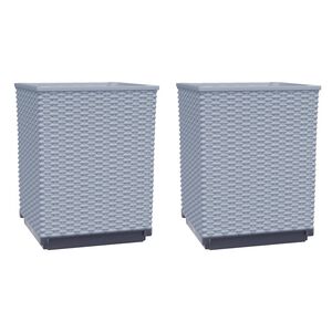 vidaXL Vasos/floreiras 2 pcs 30x30x37 cm polipropileno cinzento-claro