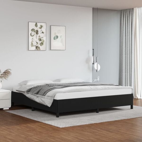 vidaXL Estrutura de cama 200x200 cm couro artificial preto