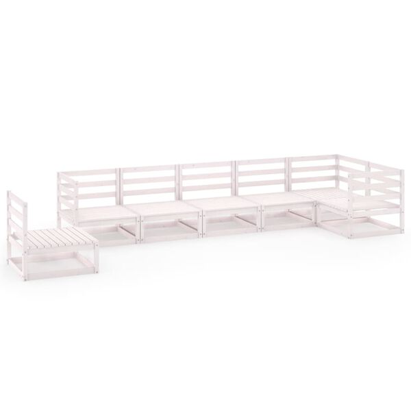 vidaXL 7 pcs conjunto lounge de jardim pinho maci&ccedil;o branco