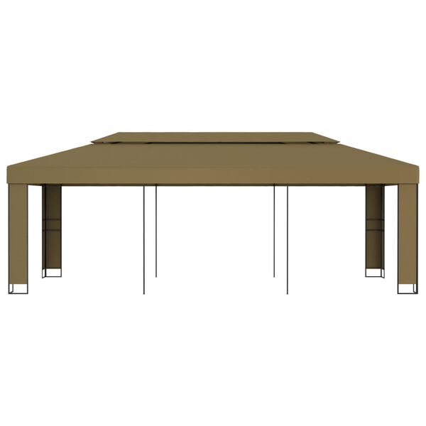 vidaXL Gazebo com telhado duplo 3x6 m 180 g/m² cinza-acastanhado