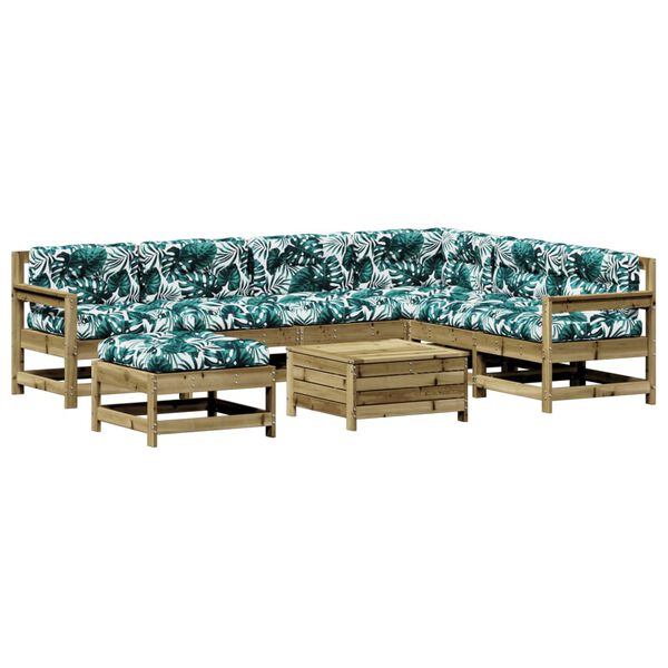 vidaXL 8 pcs conjunto lounge de jardim c/ almofad&otilde;es pinho impregnado