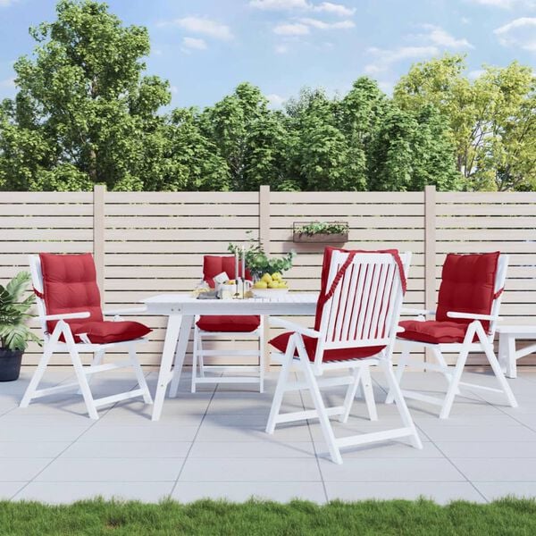 vidaXL Almofad&otilde;es cadeira encosto baixo 4 pcs oxford vermelho-tinto