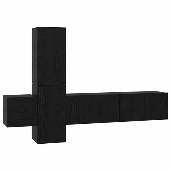 vidaXL Conjunto de m&oacute;vel de TV 5 pcs Carvalho Preto Madeira processada