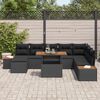 vidaXL Conjunto de Sof&aacute; de Jardim 9 pcs Preto Rattan Sint&eacute;tico