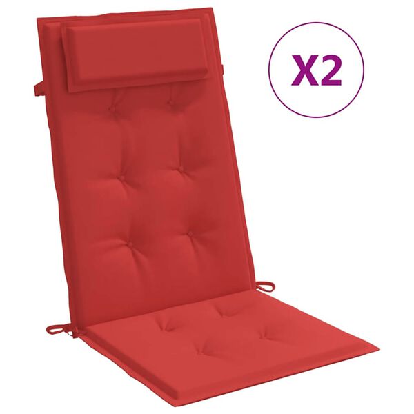 vidaXL Almofadões p/ cadeira encosto alto 2 pcs tecido oxford vermelho