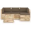 vidaXL 5 pcs conj. lounge jardim c/ almofad&otilde;es madeira impreg. verde