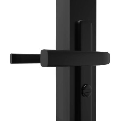 vidaXL Porta de interior em vidro ESG e alumínio 93x201,5 cm preto