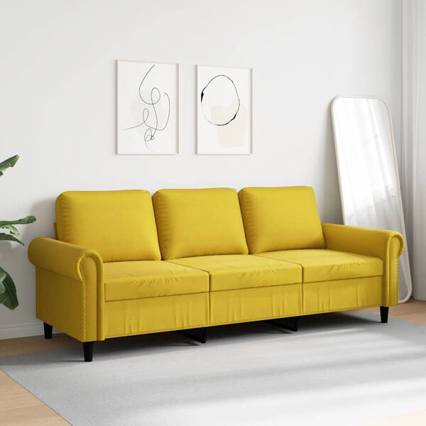 vidaXL Sof&aacute; de 3 lugares 180 cm veludo amarelo