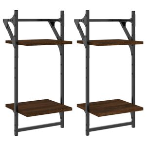 vidaXL Estante 2 prat. c/ barras 2 pcs 30x25x65 cm carvalho castanho