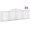 vidaXL Cestos gabi&atilde;o arqueados 5 pcs 300x30x80/100cm ferro galvanizado