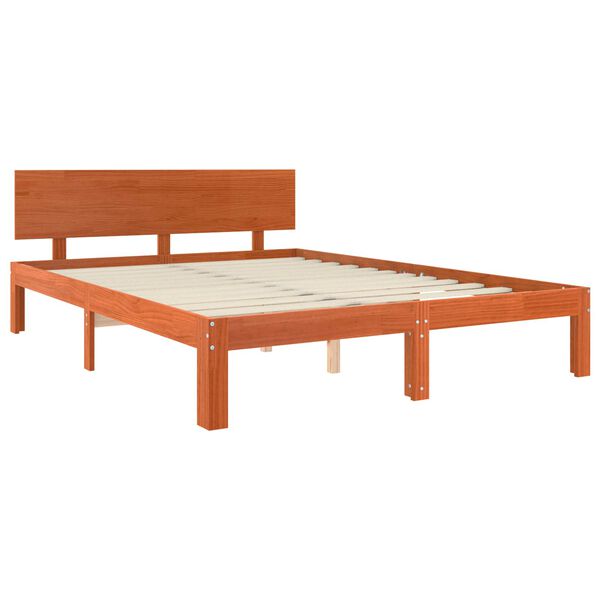 vidaXL Estrutura da Cama com cabeceira Marrom Cera 140 x 190 cm