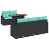 vidaXL Conjunto de Jantar para Jardim 6 pcs Preto e Azul-petr&oacute;leo