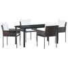 vidaXL Conjunto de Jantar para Jardim 5 unid. Marrom e Preto