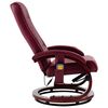 vidaXL Cadeira massagens + apoio p&eacute;s couro artif. vermelho tinto