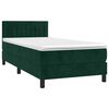 vidaXL Cama box spring c/ colch&atilde;o/LED 90x190 cm veludo verde-escuro