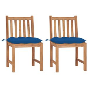 vidaXL Cadeiras de jardim c/ almofad&otilde;es 2 pcs madeira de teca maci&ccedil;a