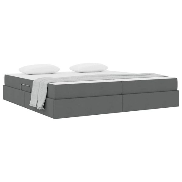 vidaXL Cama com arruma&ccedil;&atilde;o e colch&atilde;o Cinza Escuro 200 x 200 cm