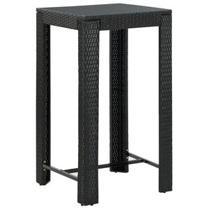 vidaXL Mesa de bar para jardim 60,5x60,5x110,5 cm vime PE preto