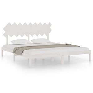 vidaXL Estrutura de cama super king 180x200 cm madeira maci&ccedil;a branco