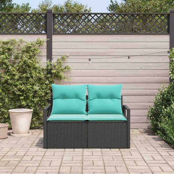vidaXL Sof&aacute; de jardim com almofada 120 x 62 x 69 cm. vime PE