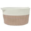 vidaXL Cesto de arruma&ccedil;&atilde;o &Oslash;40x25 cm algod&atilde;o castanho e branco