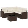 vidaXL 6 pcs conjunto de sof&aacute;s jardim c/ almofad&otilde;es vime PE castanho