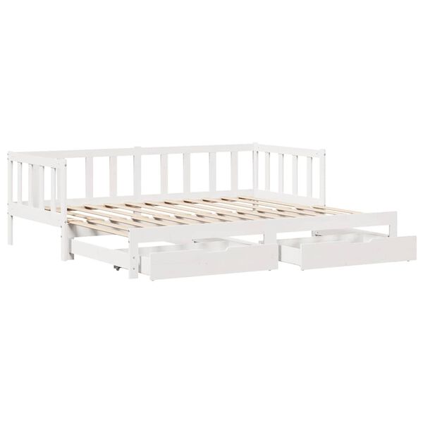 vidaXL Sofá-cama com gavetão e gavetas sem colchão 90x190 cm branco