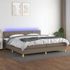 vidaXL Cama box spring colch&atilde;o/LED 200x200cm tecido cinza-acastanhado