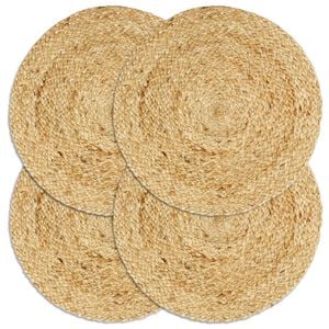 vidaXL Individuais de mesa 4 pcs em juta liso 38 cm redondo natural