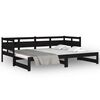 vidaXL Estrutura sof&aacute;-cama de puxar pinho maci&ccedil;o preto 2x(90x190) cm