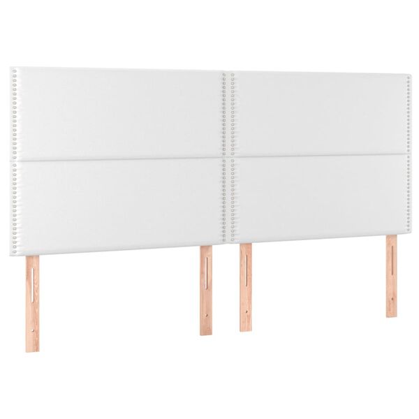 vidaXL Cabeceira cama c/ LED couro artificial 180x5x118/128 cm branco