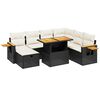 vidaXL 8 pcs conjunto sof&aacute;s de jardim com almofad&otilde;es vime PE preto
