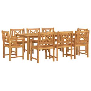 vidaXL Conjunto de Jantar para Jardim 9 pcs Castanho