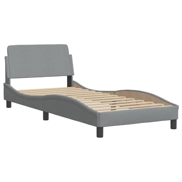 vidaXL Cama com colchão Hvar 80x200 cm tecido cinzento-claro