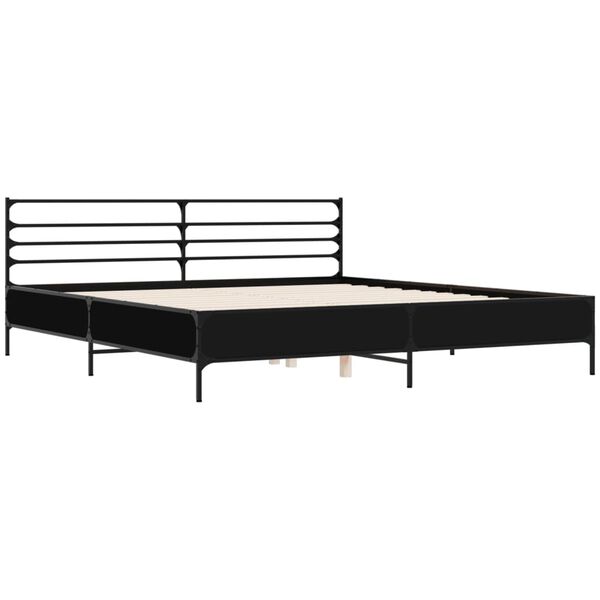 vidaXL Estrutura de cama 200x200 cm derivados de madeira/metal preto