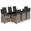 vidaXL 9 pcs conjunto bistr&ocirc; de jardim c/ almofad&otilde;es vime PE cinzento