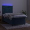 vidaXL Cama box spring c/ colch&atilde;o/LED 80x200 cm veludo azul-escuro